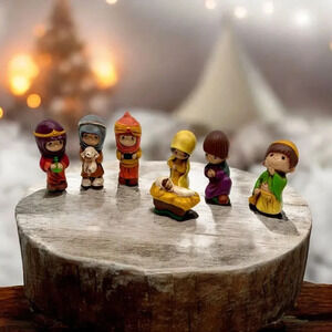 Lot Of 7 Vintage Precious Moments Nativity Playset Christmas Decor Joseph Mary